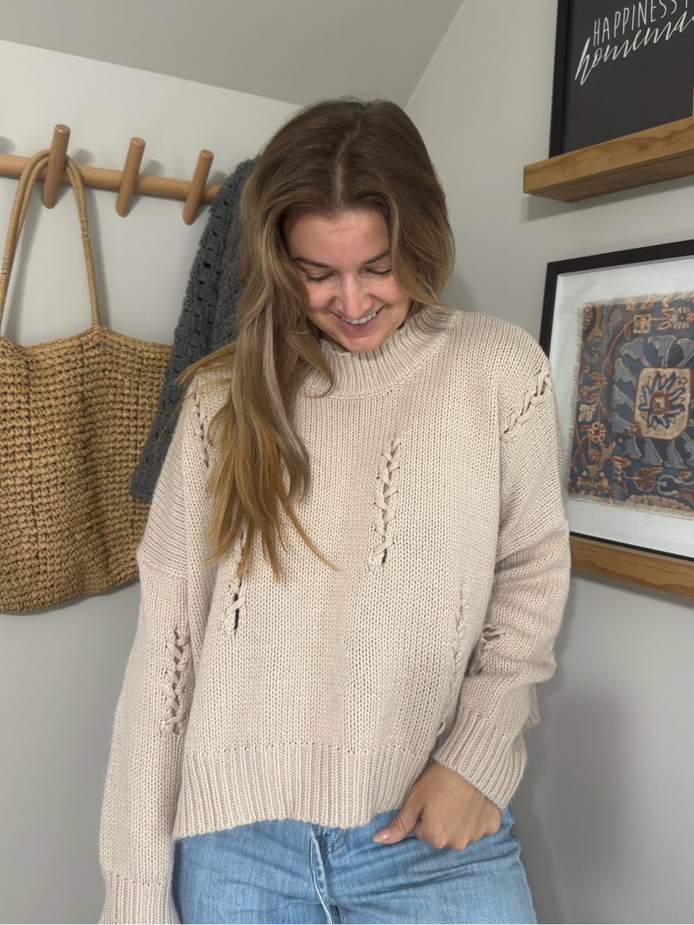 Lush “Distressed” Sweater Light Pink